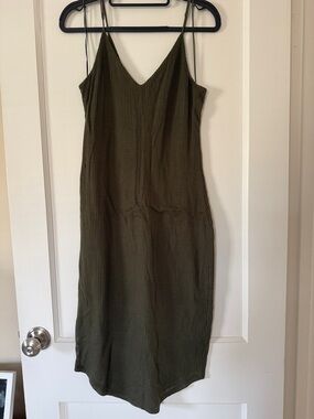 Olive Green Spaghetti Strap Slip Dress